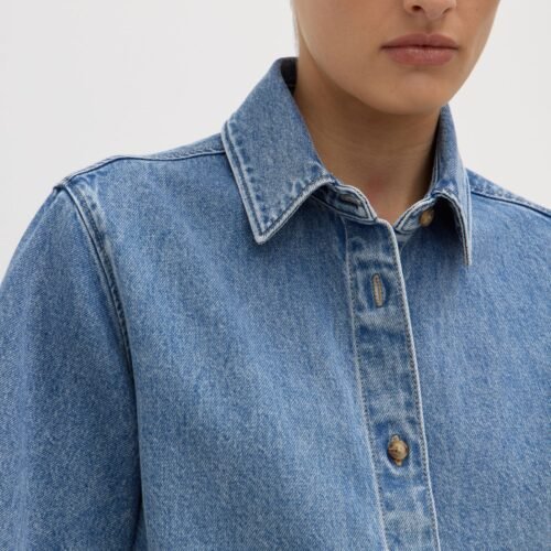 Boxy Denim Short Sleeve Shirt