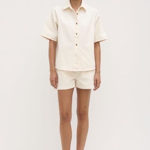 Boxy Denim Short Sleeve Shirt