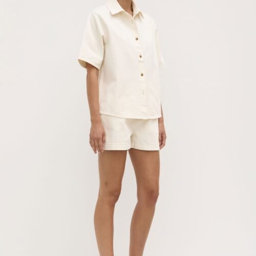 Boxy Denim Short Sleeve Shirt