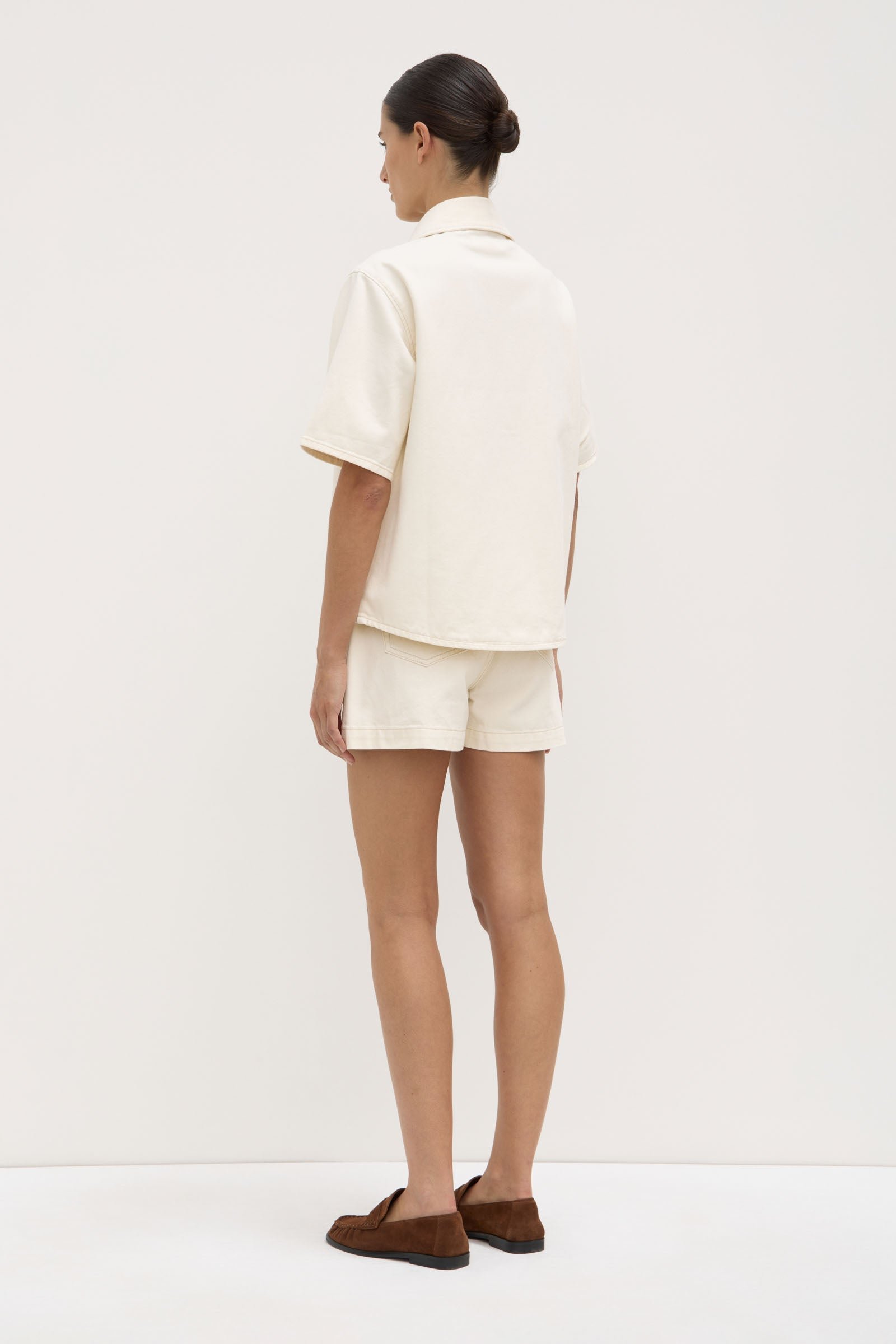 Boxy Denim Short Sleeve Shirt