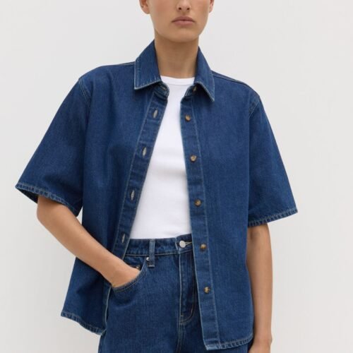 Boxy Denim Short Sleeve Shirt