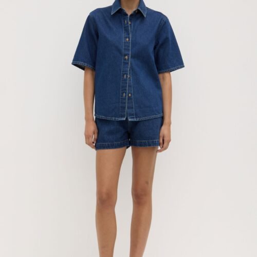 Boxy Denim Short Sleeve Shirt