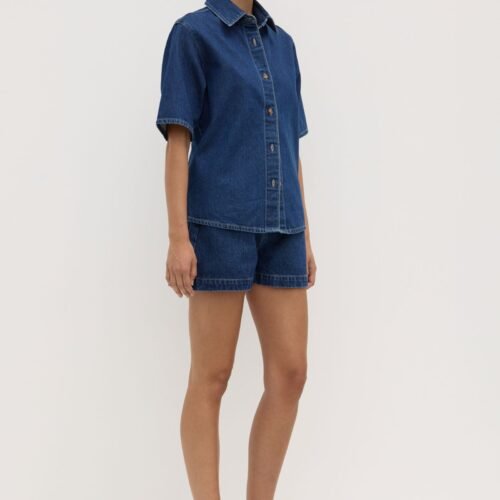 Boxy Denim Short Sleeve Shirt