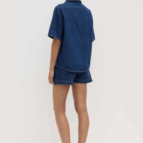 Boxy Denim Short Sleeve Shirt