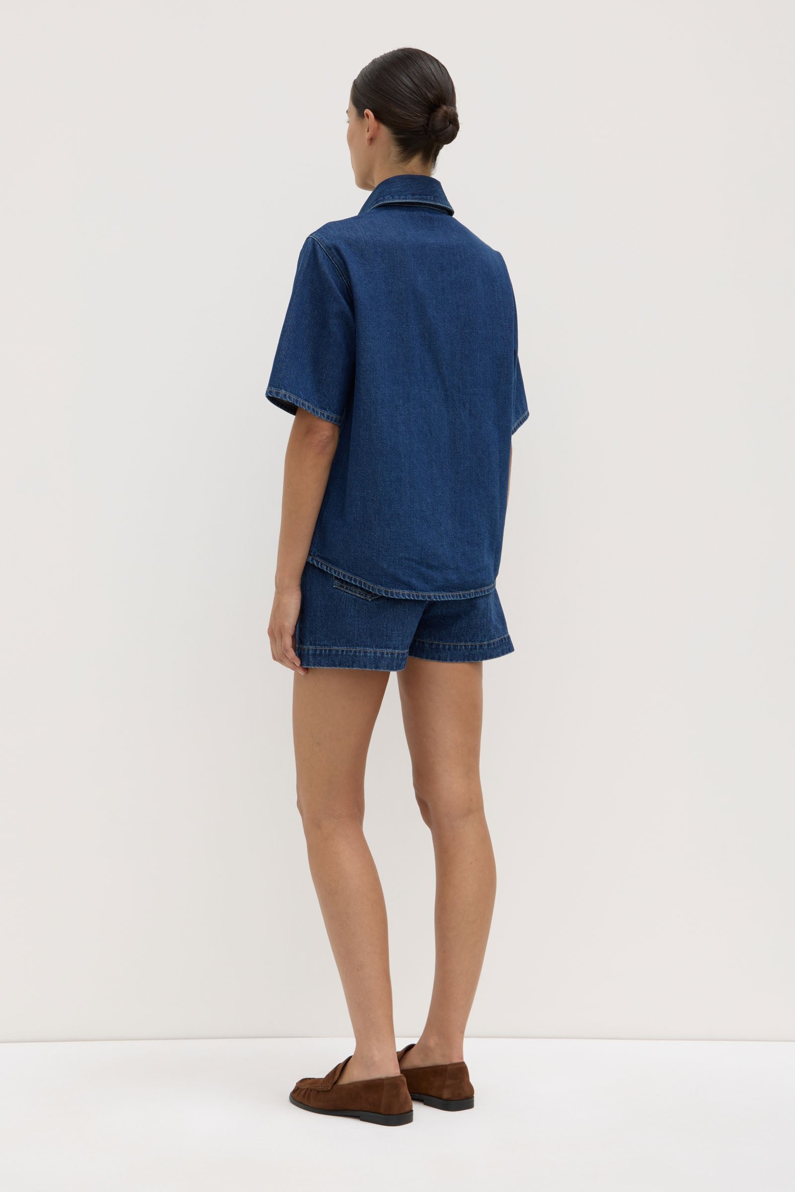 Boxy Denim Short Sleeve Shirt