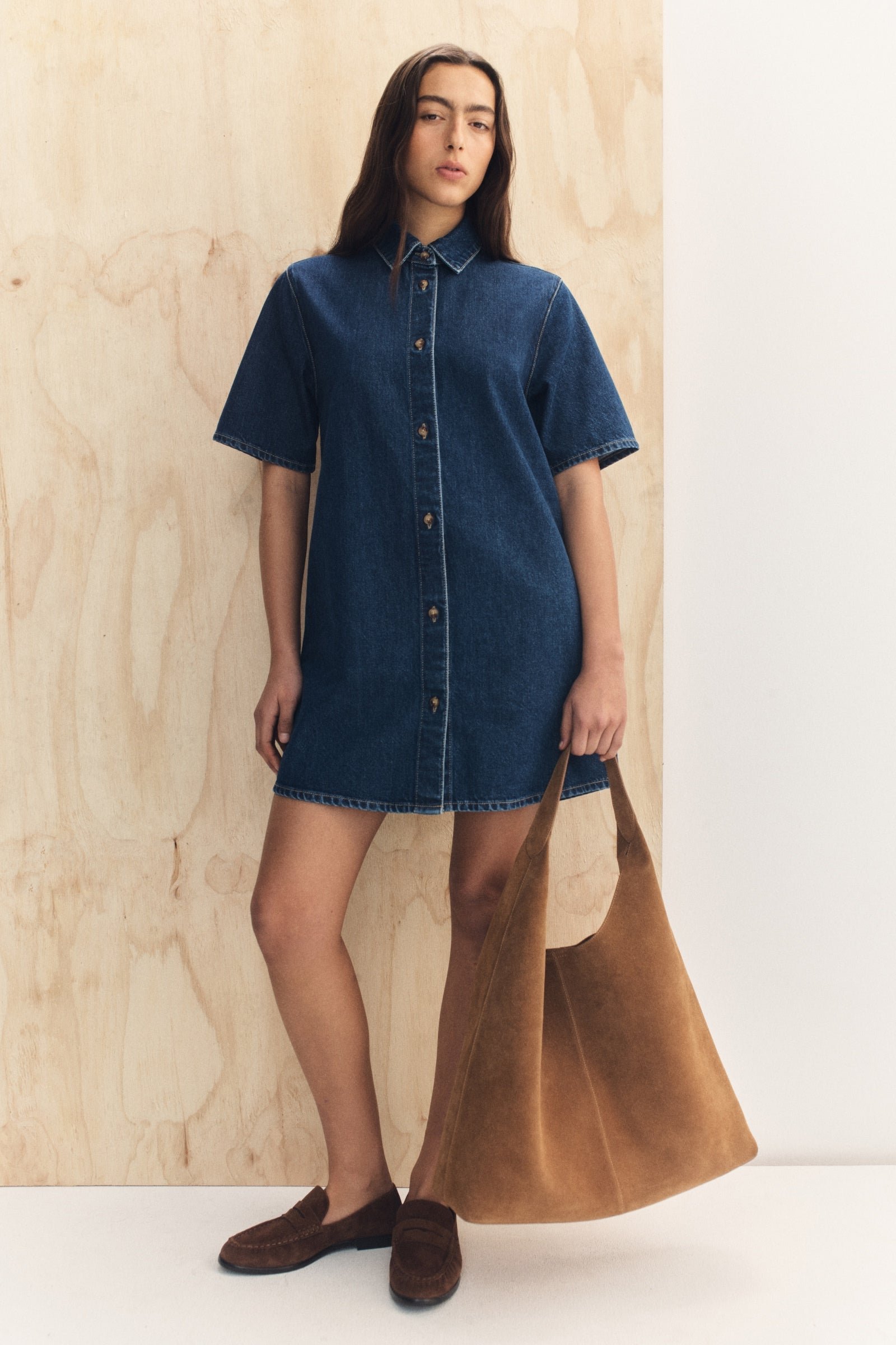 Neera Denim Mini Shirt Dress