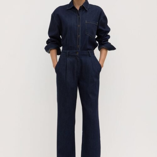 Kiera Recycled Denim Pleat Front Pant