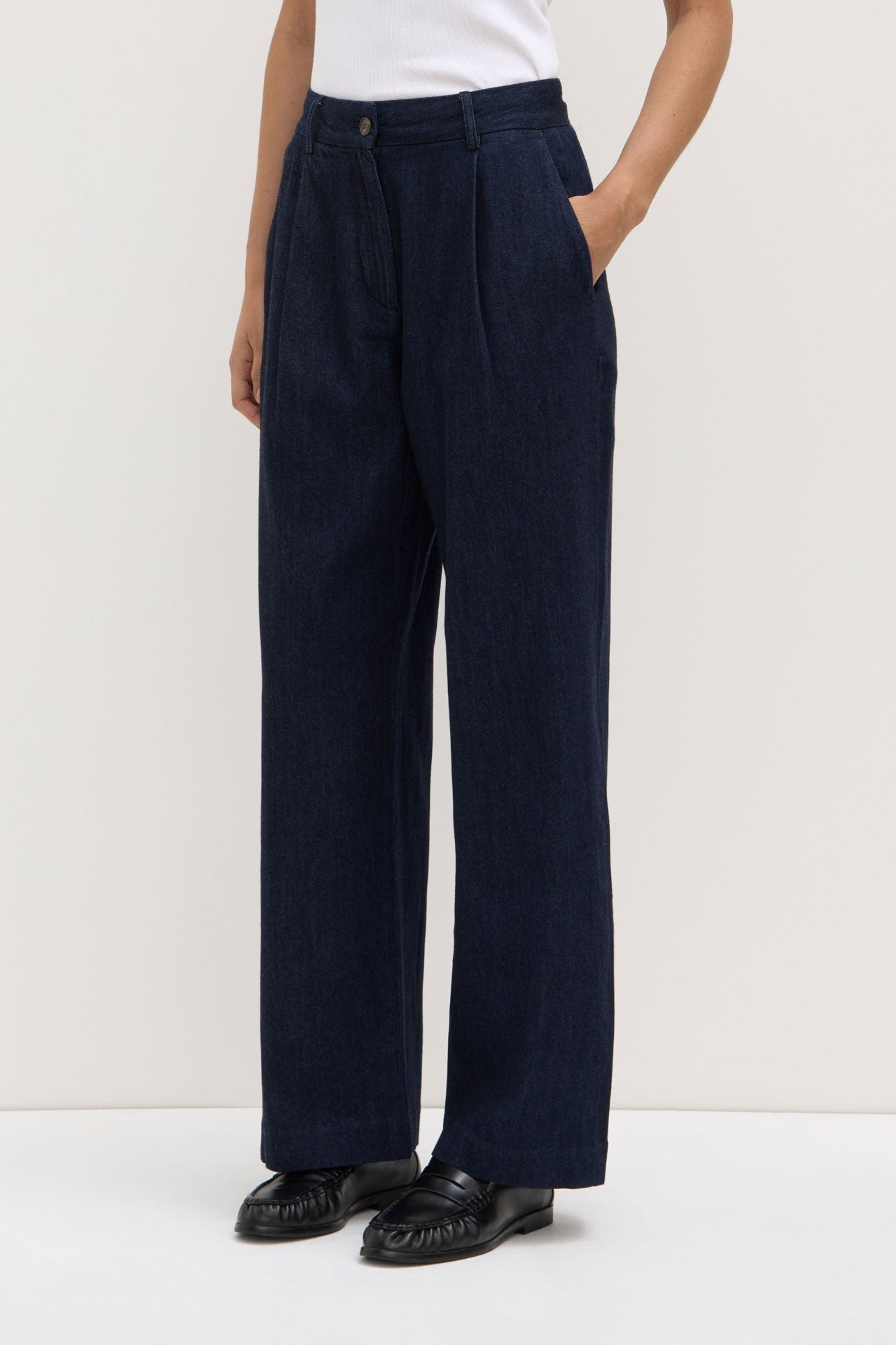 Kiera Recycled Denim Pleat Front Pant