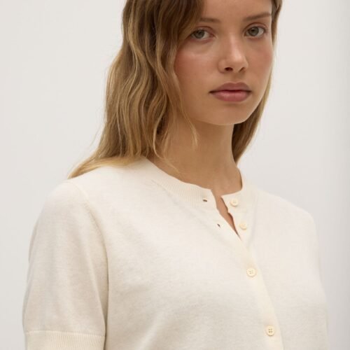 Semra_Cotton_Cashmere_Short_Sleeve_Cardigan_Cream_01921 Semra Cotton Cashmere Short Sleeve Cardigan