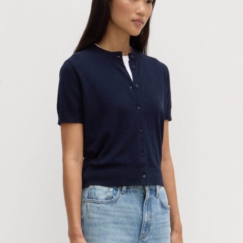Semra_Cotton_Cashmere_Short_Sleeve_Cardigan_Ink_0740 Semra Cotton Cashmere Short Sleeve Cardigan