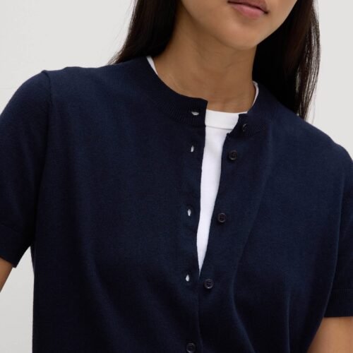 Semra_Cotton_Cashmere_Short_Sleeve_Cardigan_Ink_0749 Semra Cotton Cashmere Short Sleeve Cardigan